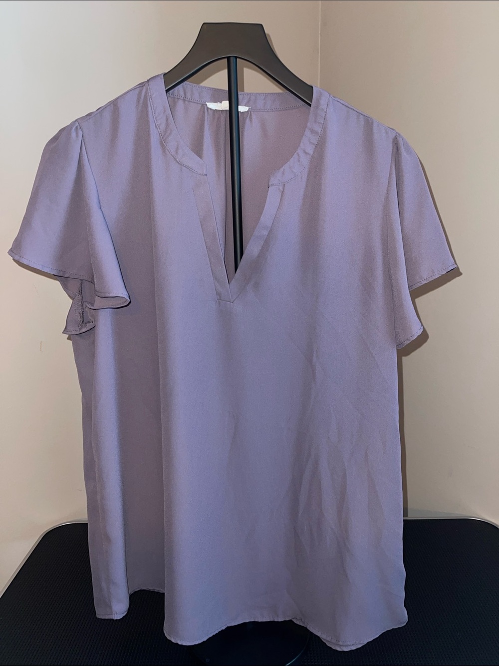 Maurices Lavender V-Neck Flutter Sleeve Top